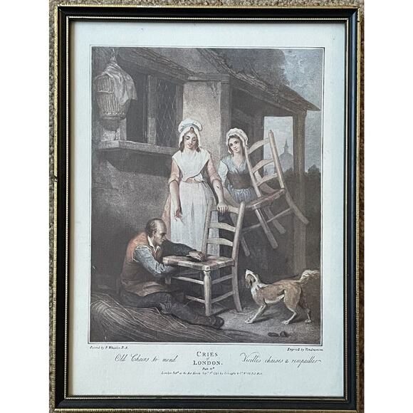 Francis Wheatley Cries of London Series Plate 10 Old Chairs TO Mend Framed